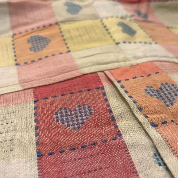 Vintage Krazy Kat 80s Button Down Shirt Heart Patchwork Size Medium Men NEW - Picture 4 of 7